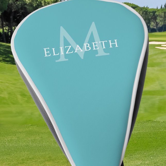 Personalized Monogram Name Initial Teal Golf Head Cover (Personalized Monogram Name Initial Teal Golf Head Cover)