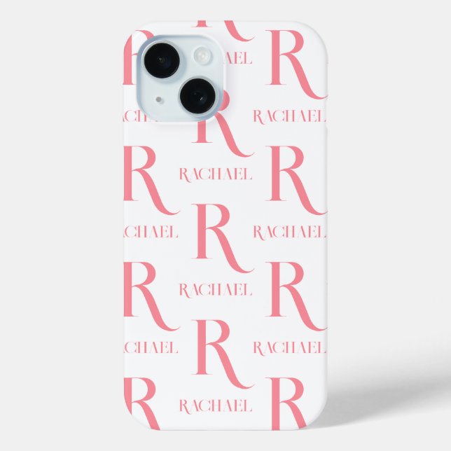 Personalized Monogram Name Minimal Stylish Pink Case-Mate iPhone Case (Back)