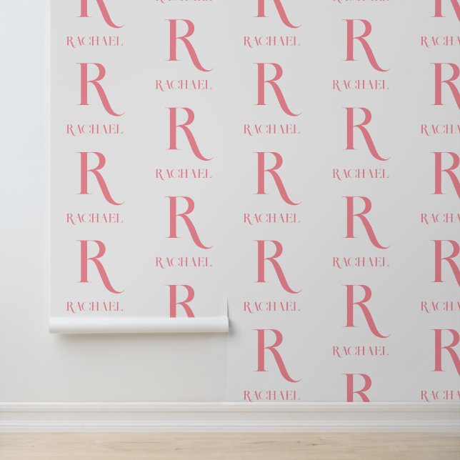 Personalized Monogram Name Minimal Stylish Pink Wallpaper (Application)