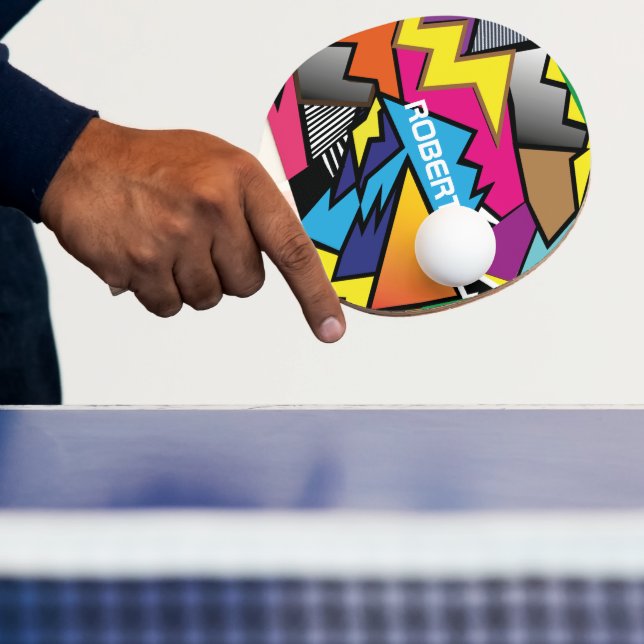 Personalized Monogram Name Modern Colorful Comic Ping Pong Paddle (Insitu)
