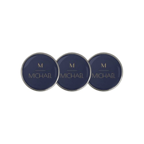 Personalized Monogram  Name Navy  Gold  Golf Bal Golf Ball Marker
