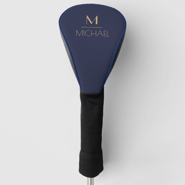 Personalized Monogram | Name Navy & Gold Golf   Golf Head Cover (Front)