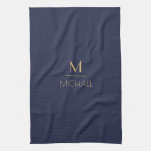 Personalized Monogram   Name Navy & Gold   Kitchen Towel
