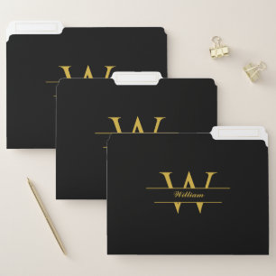 Personalized Monogram Name on Classic Black File Folder