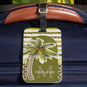 Personalized Monogram Name Palm Tree Luggage Tag