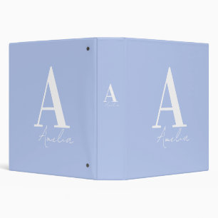 Personalized Monogram Name Pastel Blue 3 Ring Binder