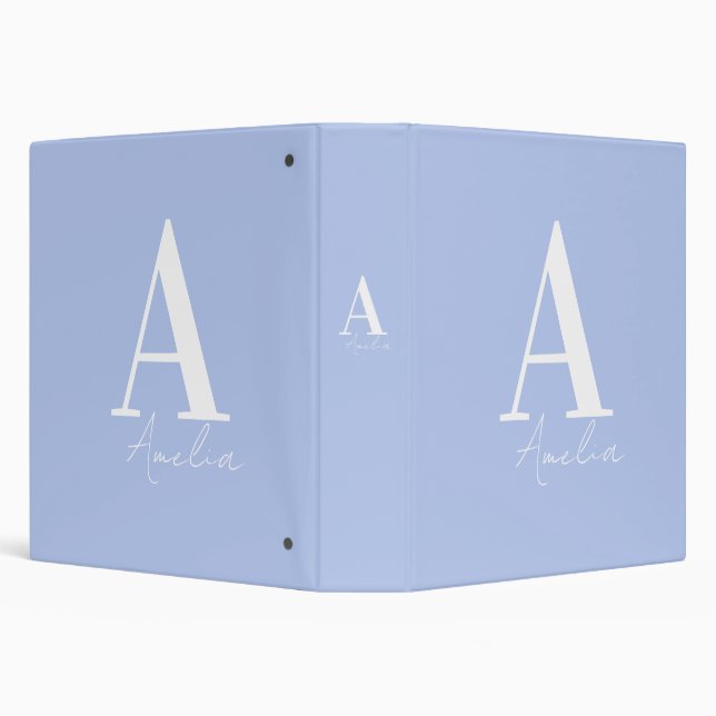 Personalized Monogram Name Pastel Blue 3 Ring Binder (Background)
