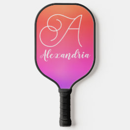 Personalized Monogram Name Pink Orange Ombre Pickleball Paddle