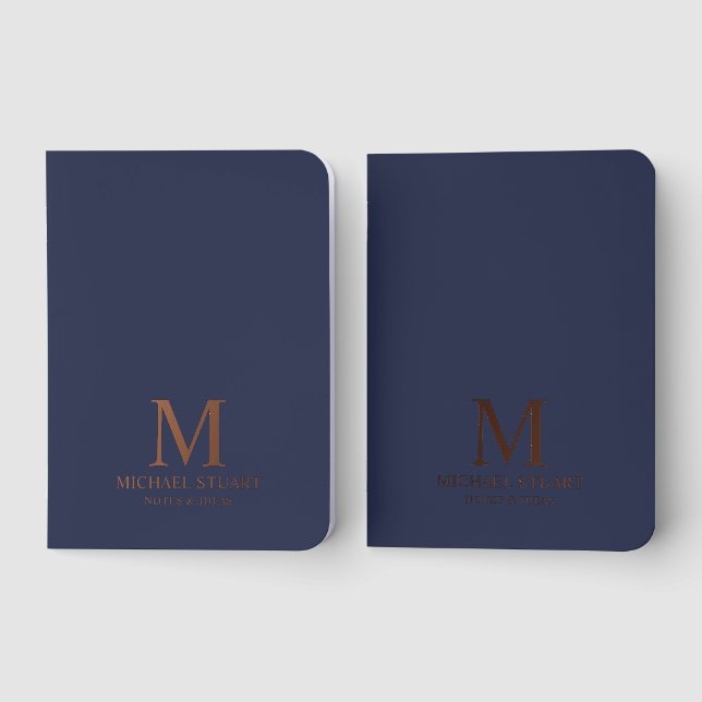 Personalized Monogram Name Rose Gold Notebook (Front)