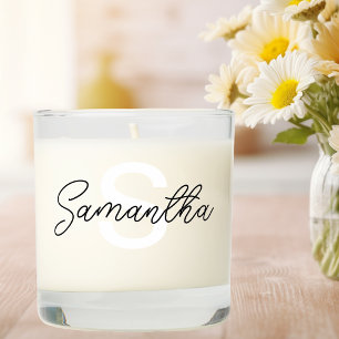 Personalized Monogram Name Script Initial  Scented Candle