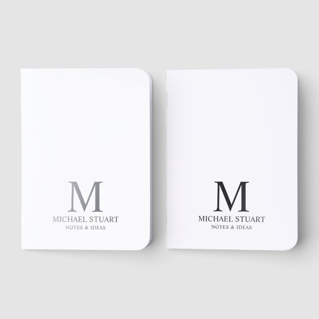 Personalized Monogram Name Silver Pocket Notebook (Front)