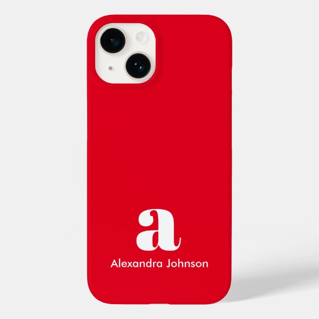 Personalized Monogram Name Simple Red Modern Case-Mate iPhone Case (Back)
