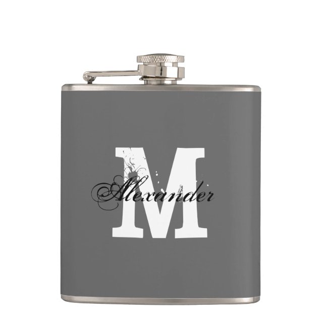 Personalized monogram name small drink flask (Front)
