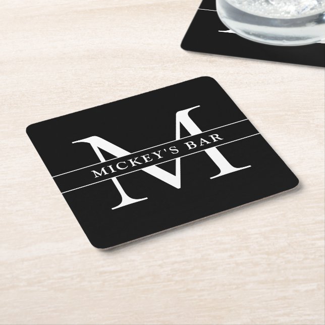 Personalized Monogram Name Square Paper Coaster (Angled)