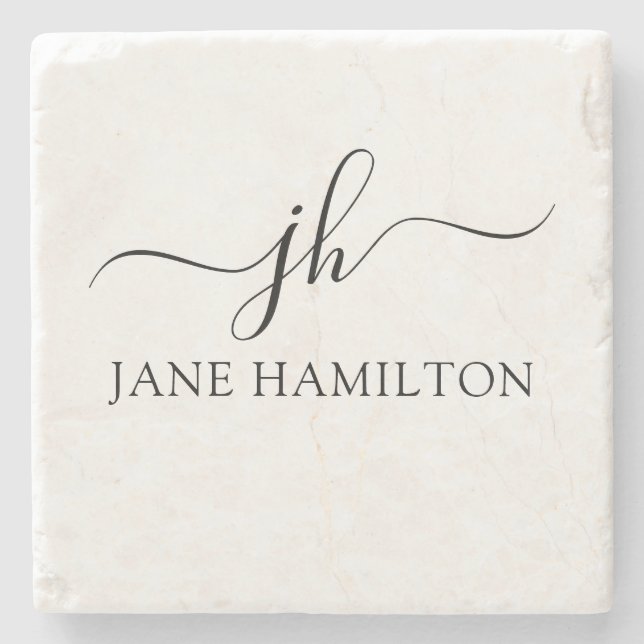 Personalized Monogram Name Stone Coaster (Front)