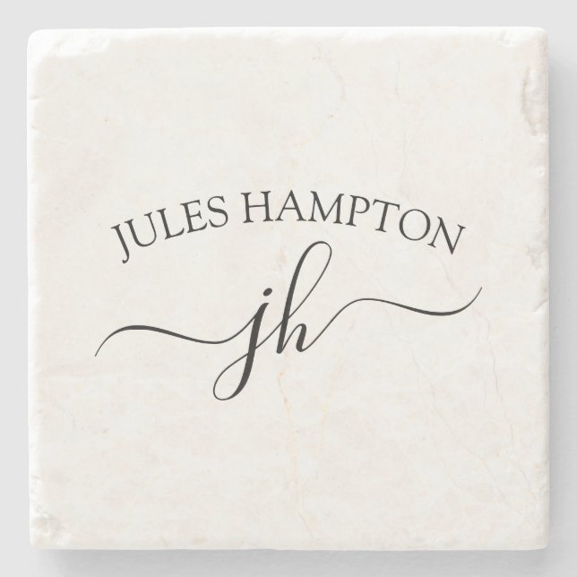Personalized Monogram Name Stone Coaster (Front)