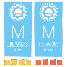 Personalized Monogram Name Teal Cornhole Set