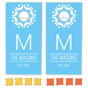 Personalized Monogram Name Teal Cornhole Set