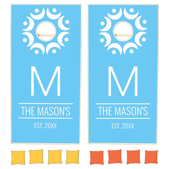 Personalized Monogram Name Teal Cornhole Set (Set)