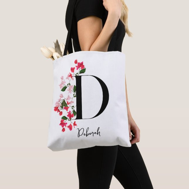 Personalized Monogram Name Tote Bag - Letter D  (Close Up)