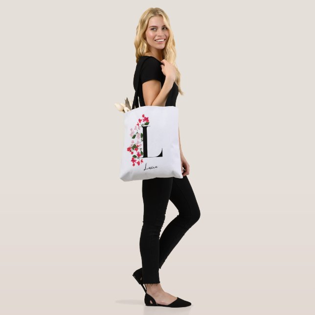 Personalized Monogram Name Tote Bag - Letter L (On Model)