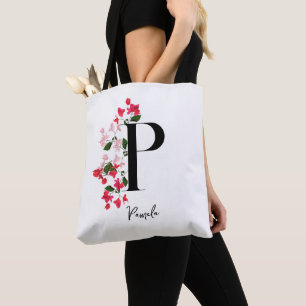 Personalized Monogram Name Tote Bag - Letter P