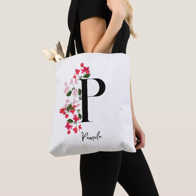 Personalized Monogram Name Tote Bag - Letter P (Close Up)