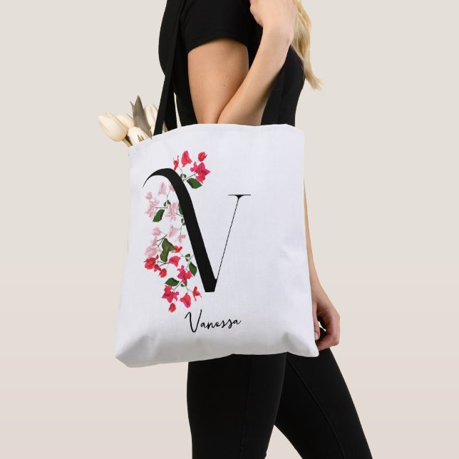 Personalized Monogram Name Tote Bag - Letter V (Close Up)