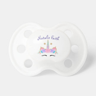 Personalized Monogram Name Watercolor Unicorn Baby Pacifier