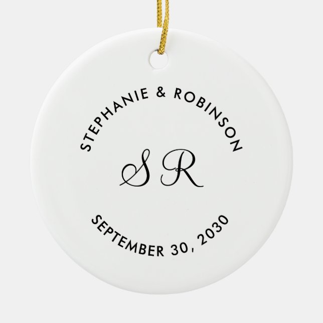 Personalized Monogram Name Wedding   Ceramic Ornament (Front)