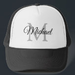 Personalized Monogram Name White And Black Unisex Trucker Hat<br><div class="desc">Personalized Monogram Name White And Black Unisex Baseball Cap Template Unisex Elegant Trendy Trucker Hat.</div>