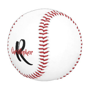 Personalized Monogram Name White Baseball
