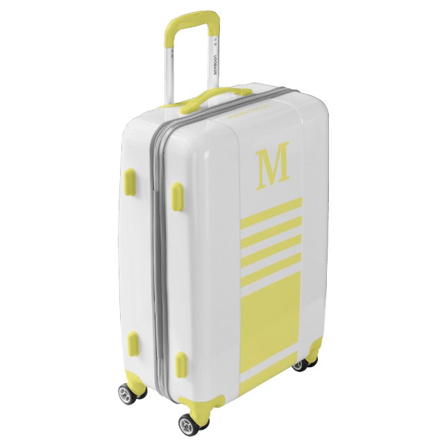 Personalized Monogram Name Yellow Luggage (Rotated Left)
