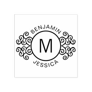 Personalized Monogram + Names Decorative Custom Rubber Stamp