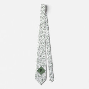 Personalized Monogram Nature Fern Leaf Pattern Neck Tie