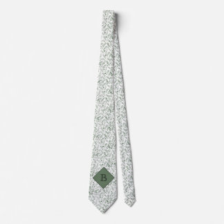 Personalized Monogram Nature Fern Leaf Pattern Neck Tie