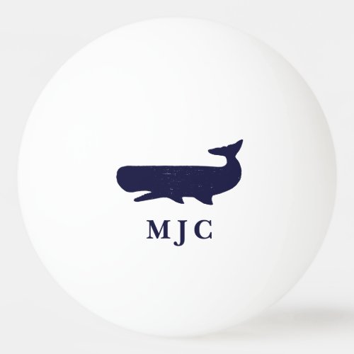 Personalized Monogram Nautical Navy Blue Beer Ping Pong Ball