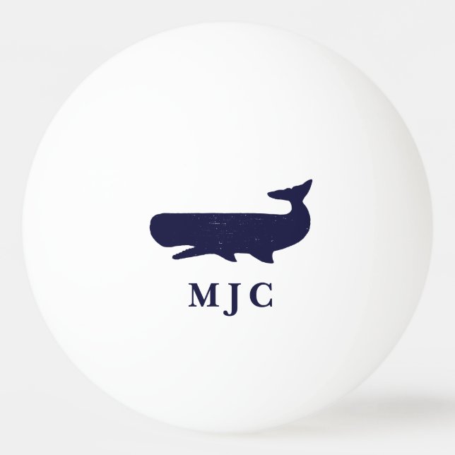 Personalized Monogram Nautical Navy Blue Beer Ping Pong Ball (Front)