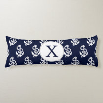 Personalized Monogram Navy Blue Anchor Nautical Body Pillow