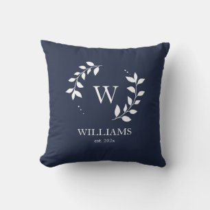 Personalized Monogram Navy Blue Initial  Throw Pillow