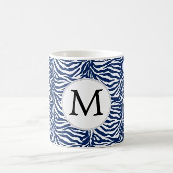 Personalized Monogram Navy Blue Zebra Stripes Coffee Mug by MonogramBoutique at Zazzle