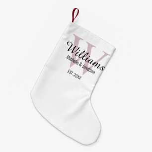 Personalized Monogram Newlywed Blush Pink Small Christmas Stocking