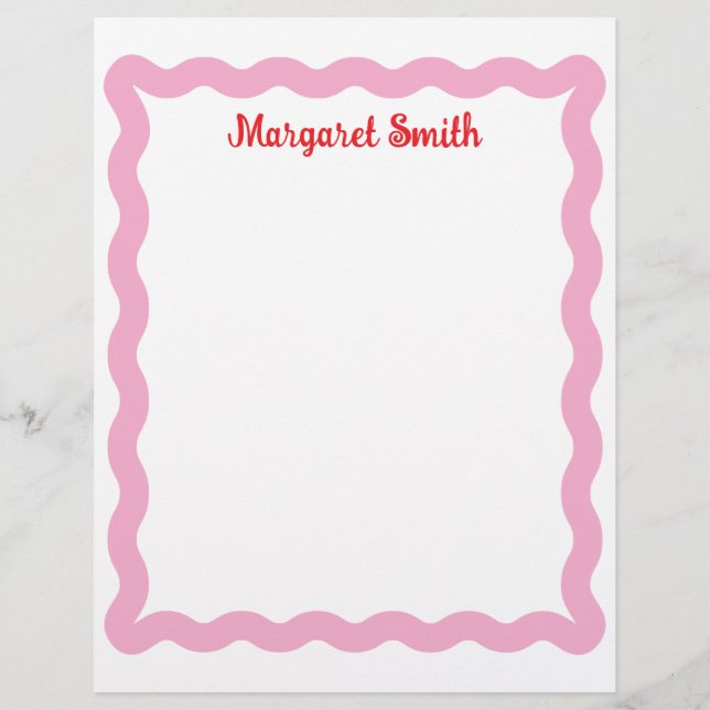 Personalized Monogram Notepads with Scallop Border Letterhead (Front)