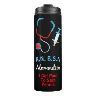 Personalized Monogram Nurse Art Design Funny Text Thermal Tumbler