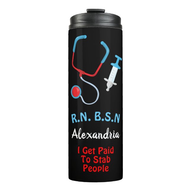 Personalized Monogram Nurse Art Design Funny Text Thermal Tumbler (Front)