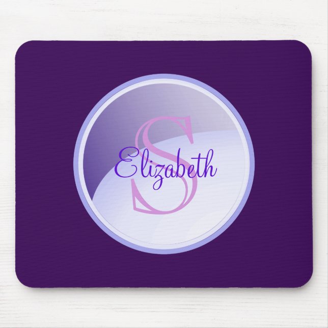Personalized Monogram on a Lavender Purple Circle Mouse Pad (Front)