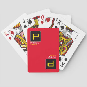 Personalized Monogram on Red (editable color) Poker Cards