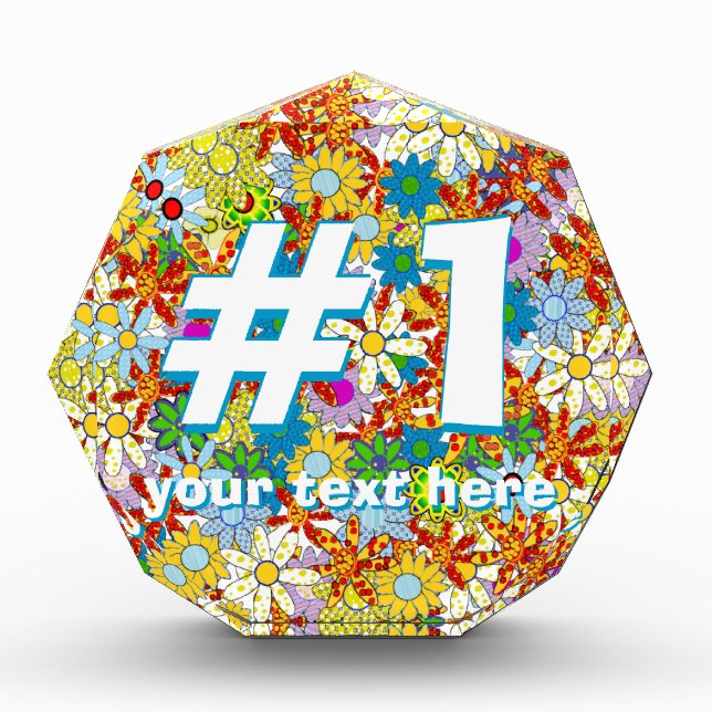 Personalized Monogram or Name Floral Pattern Acrylic Award (Front)