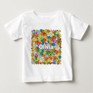 Personalized Monogram or Name Floral Pattern Baby T-Shirt