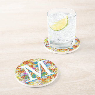 Personalized Monogram or Name Floral Pattern Coaster